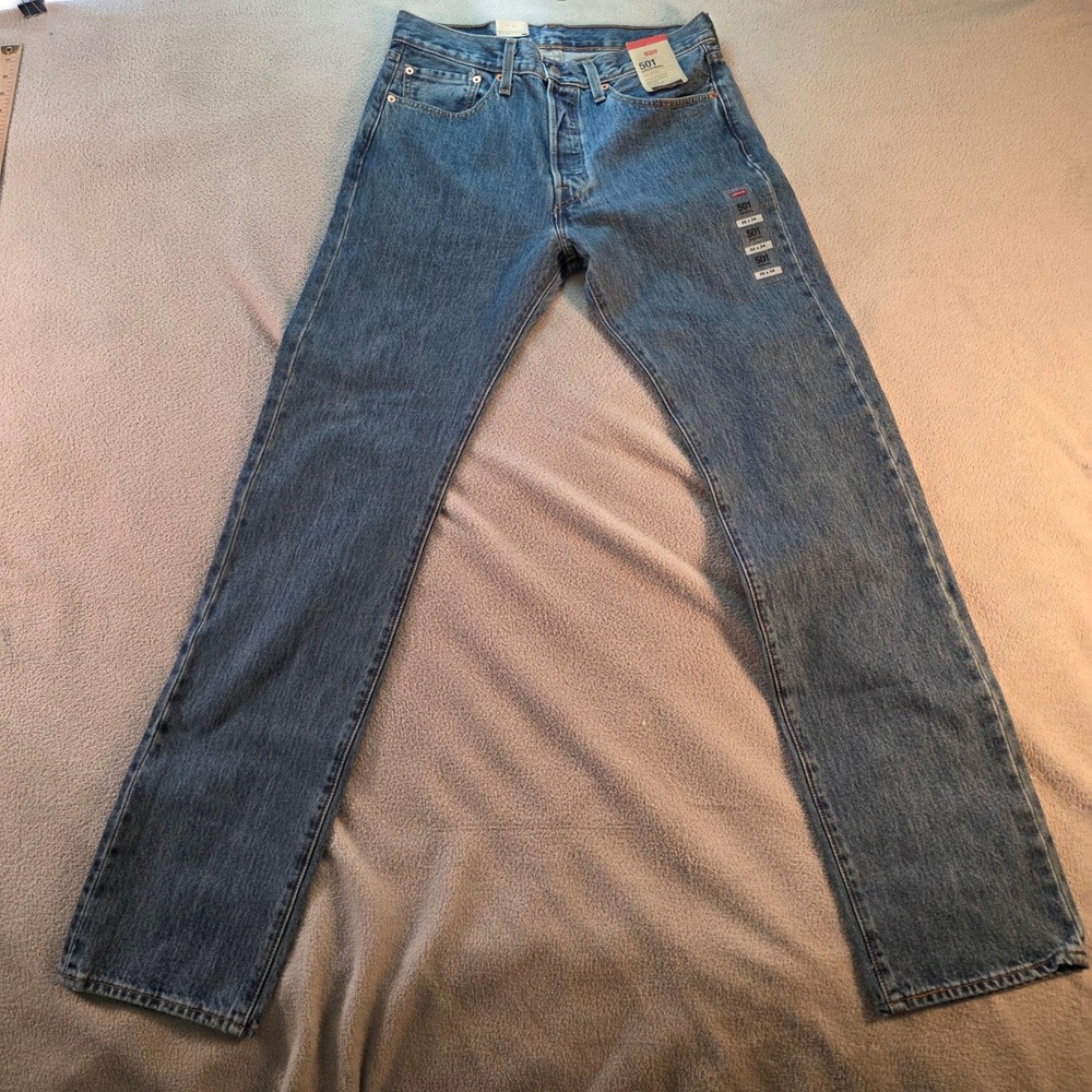 Levis 501 Original Mens Straight Leg Blue Denim Jeans 32x34 00501-0193 NWT - Picture 2 of 7